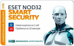 Антивирус ESET NOD32 Sm.Sc прод.20м или 3ПК/1г кар
