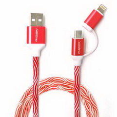 Кабель USB --microUSB+Lightning (8p) AC-D2 1м