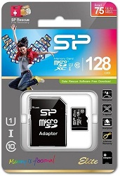  microSDXC 128Gb Silicon P Cl10+SD 75/15 Mbs