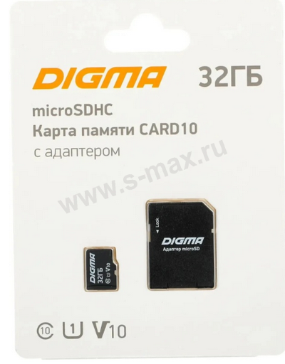 ����� microSDHC 32Gb Digma CARD10 U1 CL10 + SD 70/20Mbs