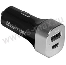 Авто ЗУ USB 5V 1х2,4a + Type-C 3a Defender UCG-01