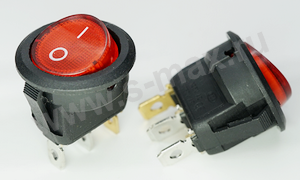 . ON-OFF 3pin KCD1-2 250v 6a Red LED 