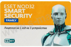 Антивирус ESET NOD32 Security Family 3ПК 1г продл.