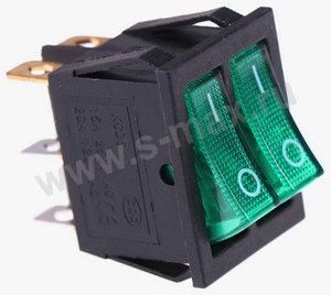. ON-OFF 6pin KCD4 250v 16a Green LED .