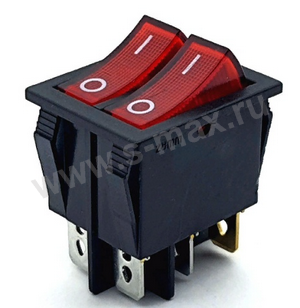 . ON-OFF 6pin KCD4 250v 16a Red LED 