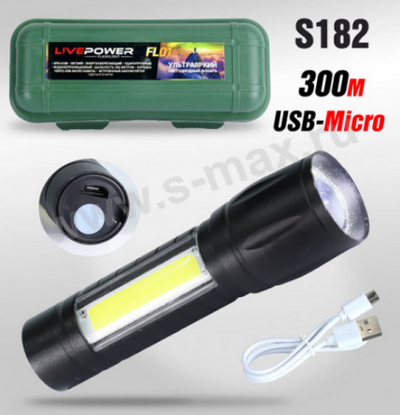 ������ LP FL01 S182 100lm XPE+COB ����.��� USB-MIC