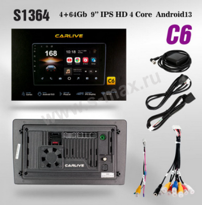 �/����. CarLive C6 9" 4+64 And13/WiFi/BT/4�� 4x50W