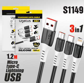 ���� USB-C+Light+MIC - USB-A 1.2m 6� Ugetus X83 ���� PK